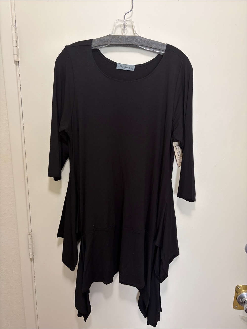 Cozy Casual Black Handkerchief Hem Tunic